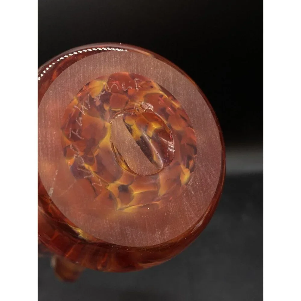 2400 Fahrenheit Studio Art Glass Vase Abstract Orange Pink Yellow 7.5” Hawaii